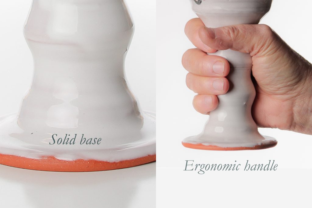 They have a wide enough base so that they are stable. They have a stem that is grooved to fit your hand, so that you’re not going to have to think about it sliding.