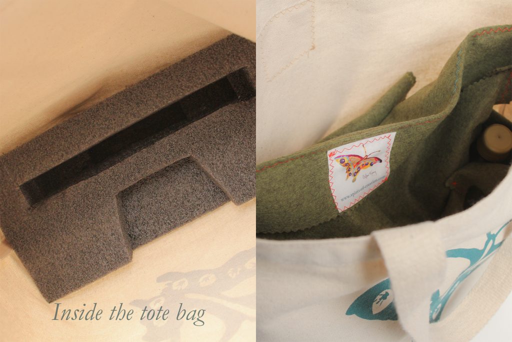 No worries about how to carry it or about breaking it as you travel! This set comes with a tote which has a built-in hard foam insert. This insert is carved to fit the one-piece pottery chalice and paten. 